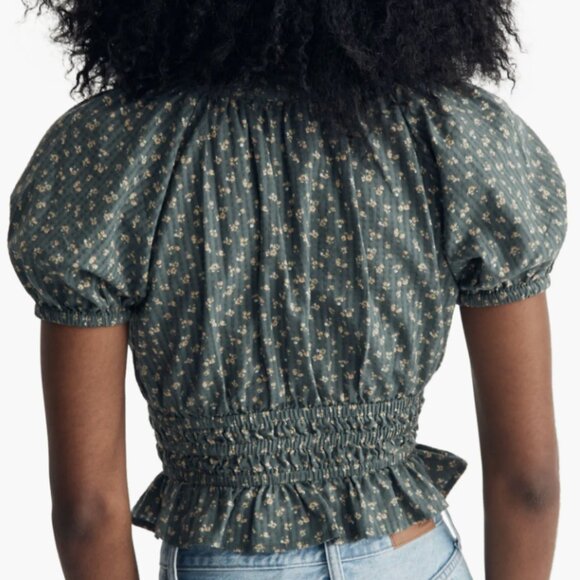 Madewell Manon Cotton Voile Top in Architect Green | Size Large - Picture 3 of 10
